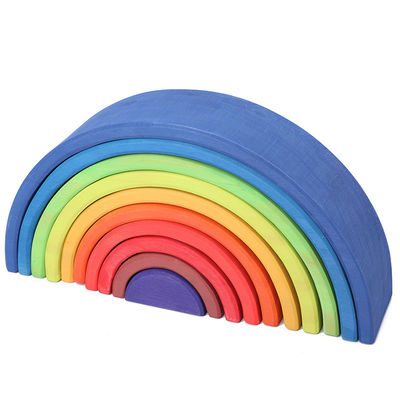 Arched 12pcs Pastel Stacking Rainbow Wooden Block Set 38.5cm
