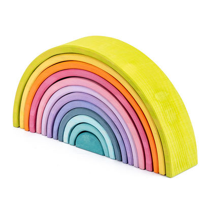 Arched 12pcs Pastel Stacking Rainbow Wooden Block Set 38.5cm