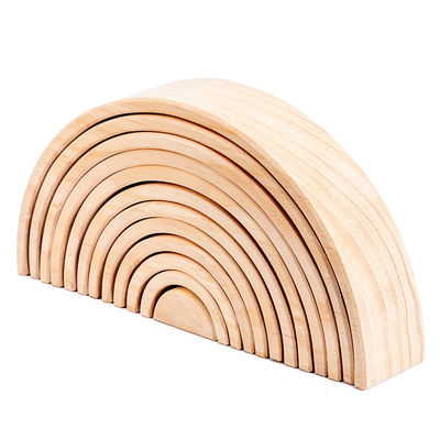 Arched 12pcs Pastel Stacking Rainbow Wooden Block Set 38.5cm