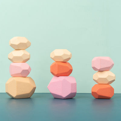 Children Nordic 4cm Architecture Wooden Building Blocks Stone Stacking Game Toy