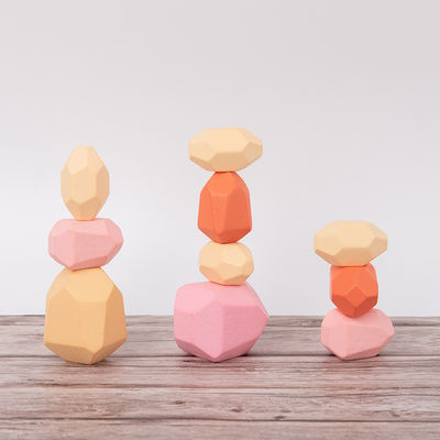 Children Nordic 4cm Architecture Wooden Building Blocks Stone Stacking Game Toy
