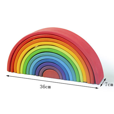 Educational 35cm 7cm Wooden Blocks Toys Rainbow Stacking Blocks