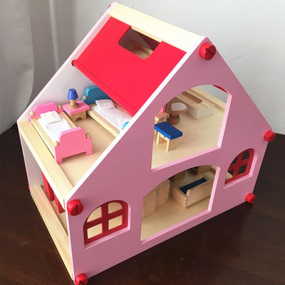 Mansion 38cm Wooden Doll House Toys Furniture Colored