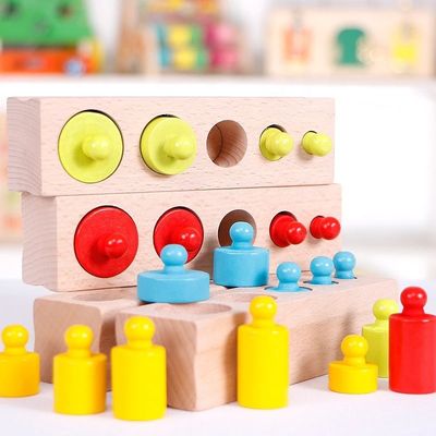 3cm Sensory Cylinder Socket Montessori Knobbed Cylinder Blocks Preschool