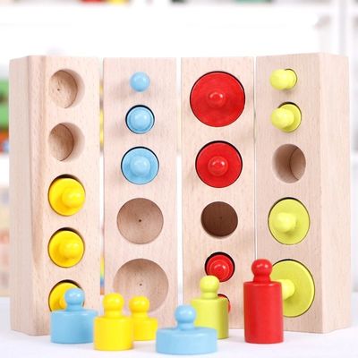 3cm Sensory Cylinder Socket Montessori Knobbed Cylinder Blocks Preschool