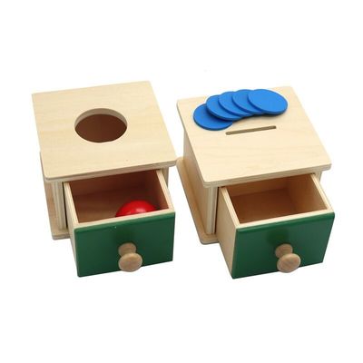 12cm Sensory Wooden Montessori Baby Toys Montessori Drawer Box Colored Beechwood