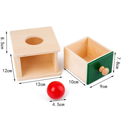 12cm Sensory Wooden Montessori Baby Toys Montessori Drawer Box Colored Beechwood