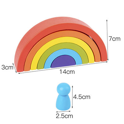 Seven Color 13.5cm Wooden Rainbow Stacker Toy Jengle Arched