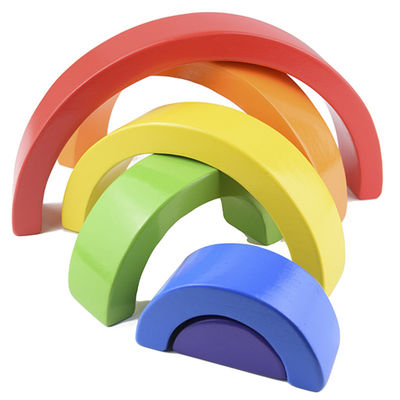 Seven Color 13.5cm Wooden Rainbow Stacker Toy Jengle Arched