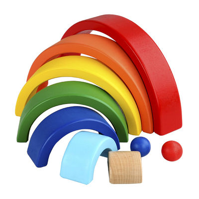Seven Color 13.5cm Wooden Rainbow Stacker Toy Jengle Arched