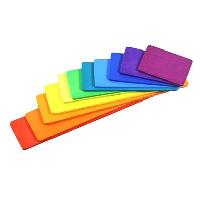 11 Lot Burlywood Wooden Rainbow Stacker Toy Macaron Beech