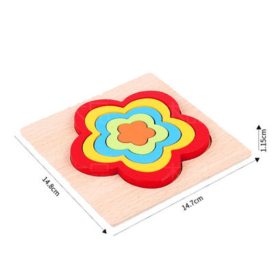 DIY 1cm Geometric Wooden Block Puzzle Toys Jigsaw Baby