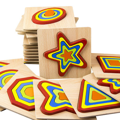 DIY 1cm Geometric Wooden Block Puzzle Toys Jigsaw Baby