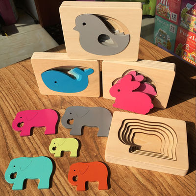 Jigsaw Animal Wooden Building Blocks For Kids Puzzle Block Toy ISO9001