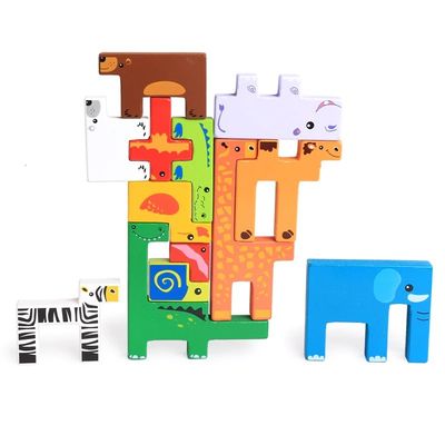 Forest 1.7cm Wooden Block Puzzle Toys Animal Town Wooden Blocks