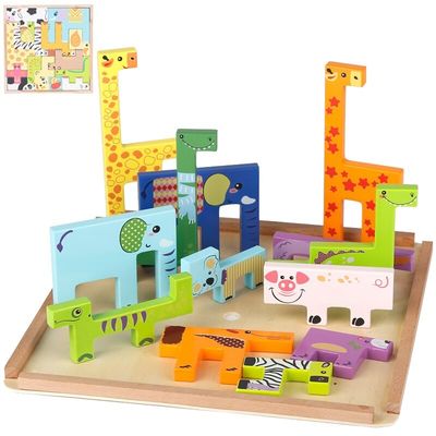 Forest 1.7cm Wooden Block Puzzle Toys Animal Town Wooden Blocks