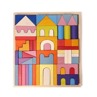 Castle Cognitive 4.5cm Wooden Blocks Toys Rainbow Building Blocks