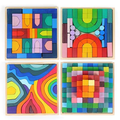 Castle Cognitive 4.5cm Wooden Blocks Toys Rainbow Building Blocks