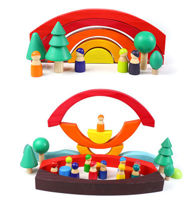 Baby 3cm Sky Cloud Large Rainbow Stacker Large Wooden Blocks For Toddlers