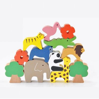 16CM Cute Educational Wooden Blocks Toys Wooden Building Blocks Set