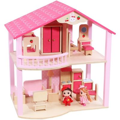 Natural Handmade Wooden Doll House Toys DIY Colored ISO9001