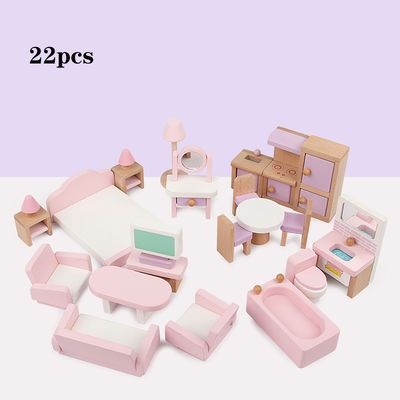 Classical 10.5cm Natural Mini Wooden Doll House Toys Furniture