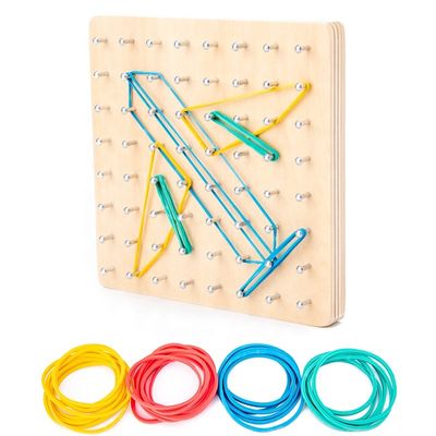 Kids 15cm Tie Nail Wooden Math Toy Math Wooden Blocks Montessori Graphic Board