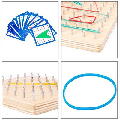 Kids 15cm Tie Nail Wooden Math Toy Math Wooden Blocks Montessori Graphic Board