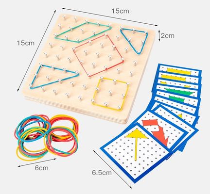 Kids 15cm Tie Nail Wooden Math Toy Math Wooden Blocks Montessori Graphic Board