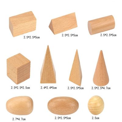 3D Counting 5cm Wooden Math Toy Geometric Wooden Blocks