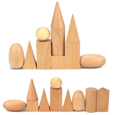 3D Counting 5cm Wooden Math Toy Geometric Wooden Blocks