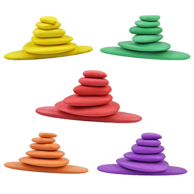 6cm Pebbles Colored Wooden Building Blocks Toy For Kids