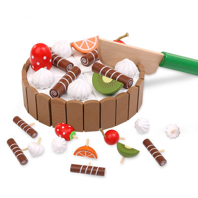 Cake 11cm Wooden Fruit Cutting Set Chopping Kids Role Play Toys