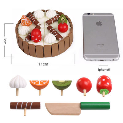 Cake 11cm Wooden Fruit Cutting Set Chopping Kids Role Play Toys