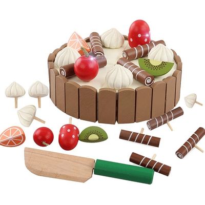 Cake 11cm Wooden Fruit Cutting Set Chopping Kids Role Play Toys