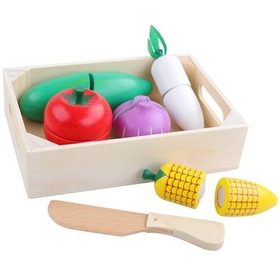 4.5cm Wooden Fruit Cutting Set Vegetables Kitchen Role Play Set