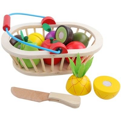 4.5cm Wooden Fruit Cutting Set Vegetables Kitchen Role Play Set