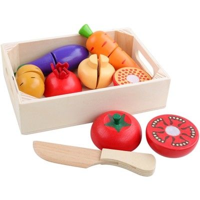 4.5cm Wooden Fruit Cutting Set Vegetables Kitchen Role Play Set