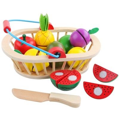 4.5cm Wooden Fruit Cutting Set Vegetables Kitchen Role Play Set