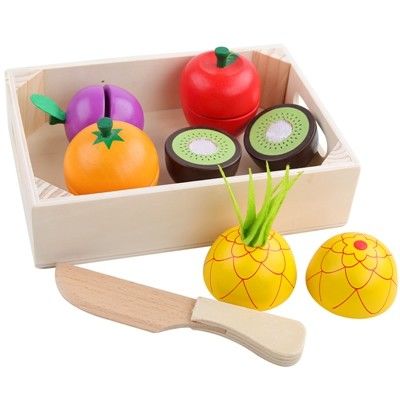 4.5cm Wooden Fruit Cutting Set Vegetables Kitchen Role Play Set
