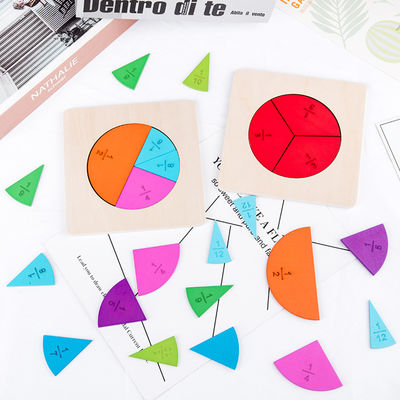 Card Math 11Pcs Number Puzzle Board Wooden Fraction Puzzle Teaching Aids