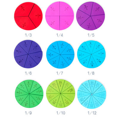 Card Math 11Pcs Number Puzzle Board Wooden Fraction Puzzle Teaching Aids