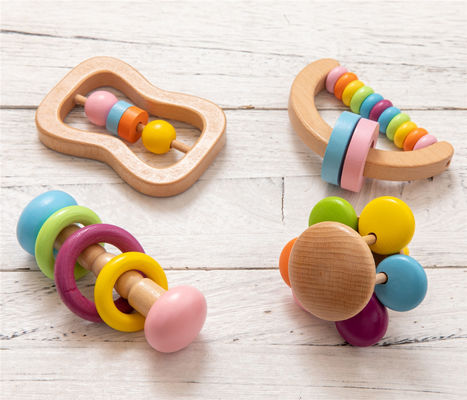 Rattle Soother 7.2cm Wooden Musical Toys Childrens Wooden Instruments