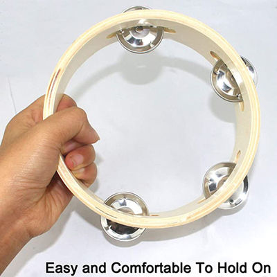BeBe 15cm Wooden Musical Toys Handbell Wooden Tambourine Baby
