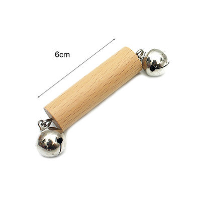 Handbell  6 Inch Wooden Teethers Safe Tambor Beech Wood Teether