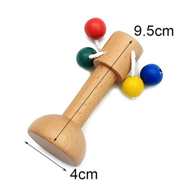 Handbell  6 Inch Wooden Teethers Safe Tambor Beech Wood Teether