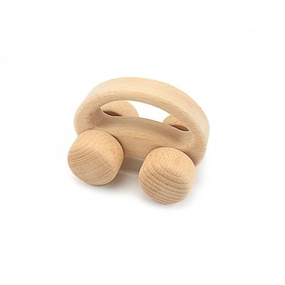 Handbell  6 Inch Wooden Teethers Safe Tambor Beech Wood Teether