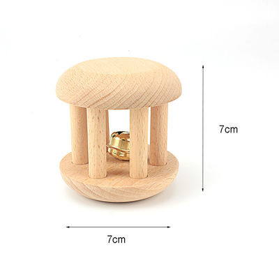 Handbell  6 Inch Wooden Teethers Safe Tambor Beech Wood Teether
