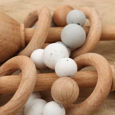 Rabbit 5.12in Beech Wood Teether Natural Wooden Bunny Teether