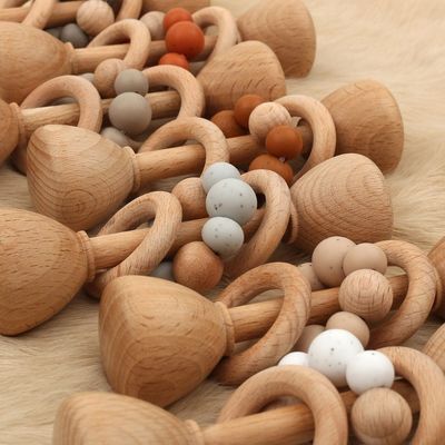Rabbit 5.12in Beech Wood Teether Natural Wooden Bunny Teether